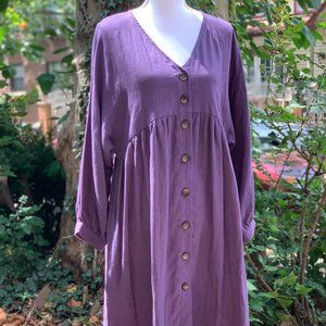 NWT Oversized Linen Smock Button Dress by OFFON
